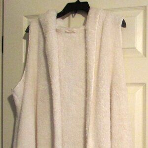 Women's ODDY White Faux Fur Hooded Vest  Size 1XL
